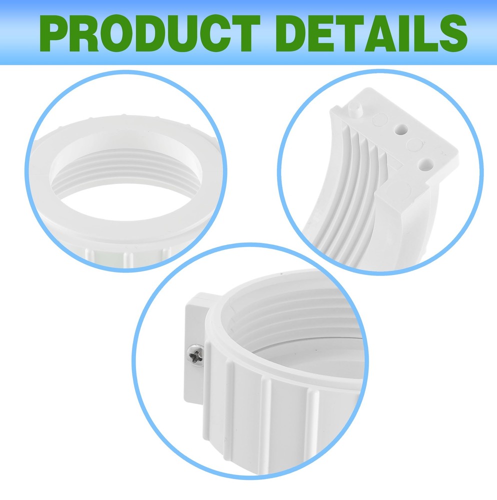 （White） 2PCS Pump Union Split Nut 2.5 inch diameter x 2 height, White