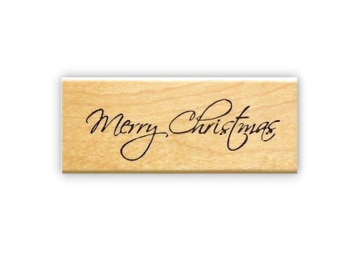 Merry Christmas Mounted Rubber Stamp - Fancy Script Font #13