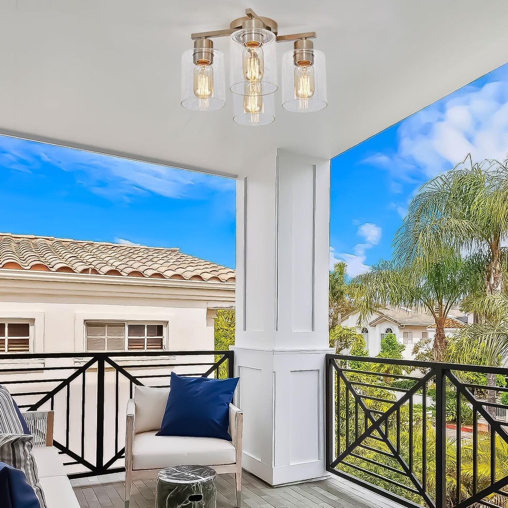 Semi Flush Mount Ceiling Light Kitchen Lighting Fixtures Ceiling Brushed Nick...