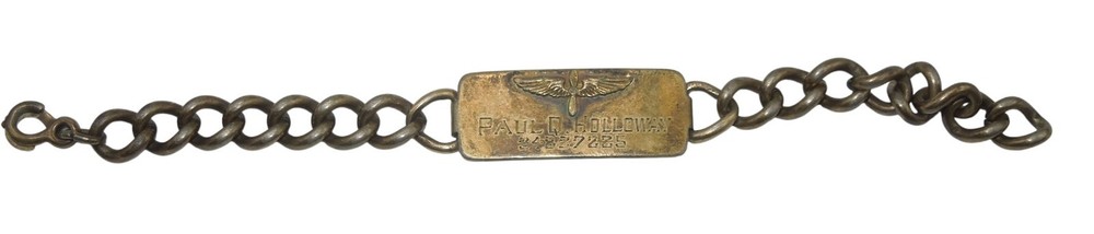 Original WWII US Army Air Corps 26.5g Sterling Silver ID Bracelet C13