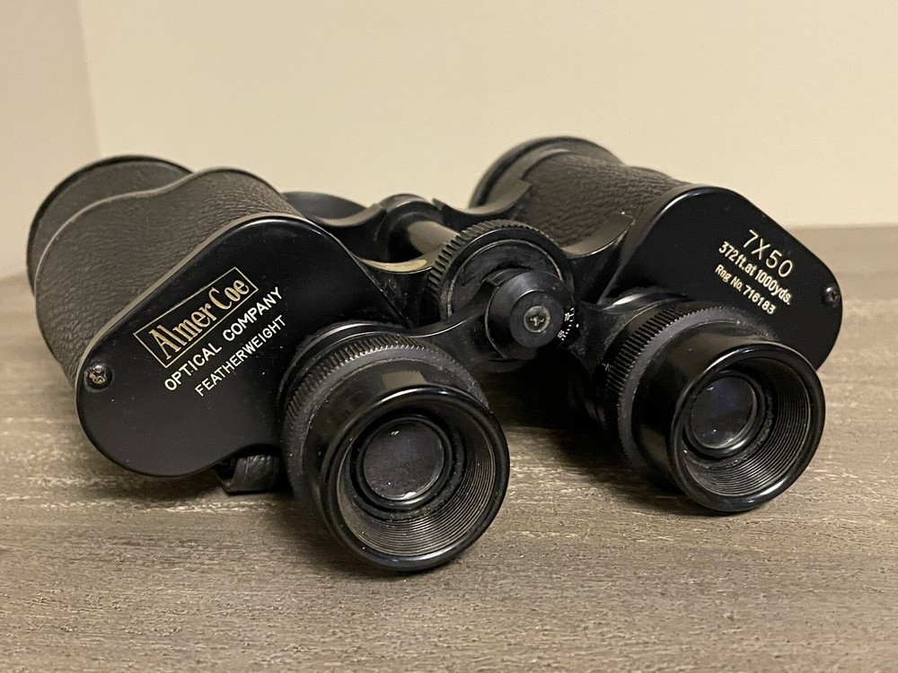 Vintage Almer Coe Opt Co. 7x50 Binoculars With Case