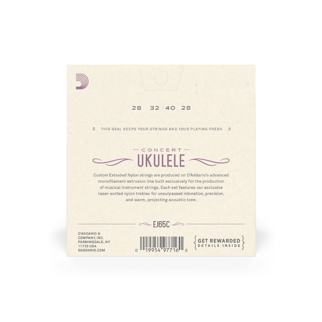 D'Addario EJ65C Pro-Arté Custom Extruded Ukulele Strings Concert
