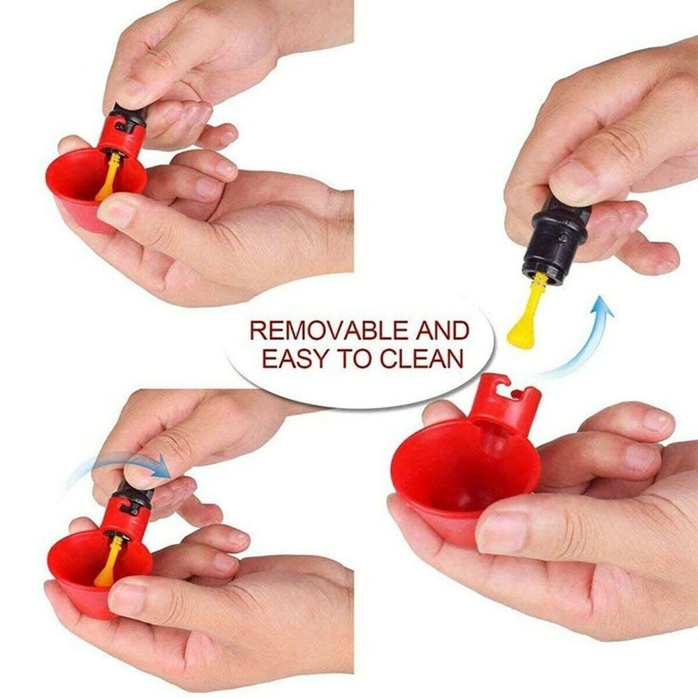 1-50Pcs Poultry Water Drinking Cups Chicken Hen Plastic Automatic Drinker Feeder