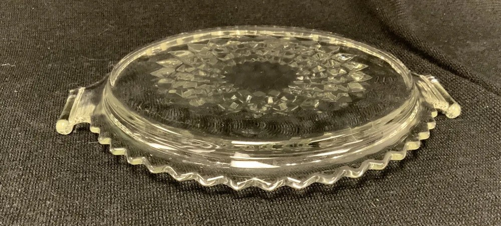 Jeannette CUBE pattern Round Glass Tray with Handles