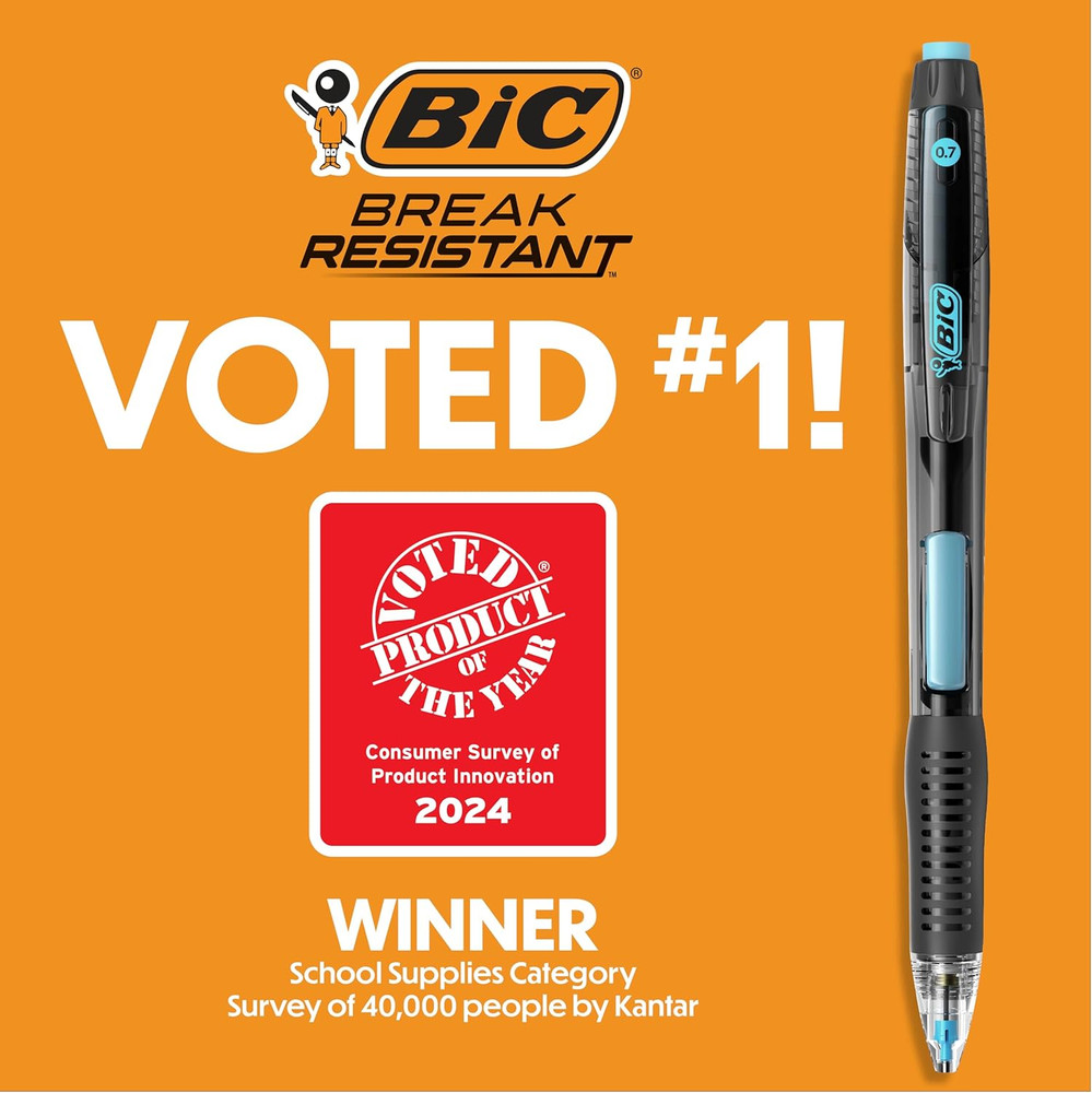 BIC Break Resistant Mechanical Pencils with Erasers, No. 2 Medium Point (0.7Mm),