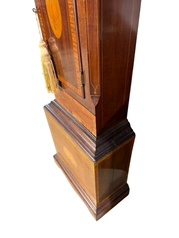 19TH CENTURY INLAID MAHOGANY TALL CASE CLOCK
