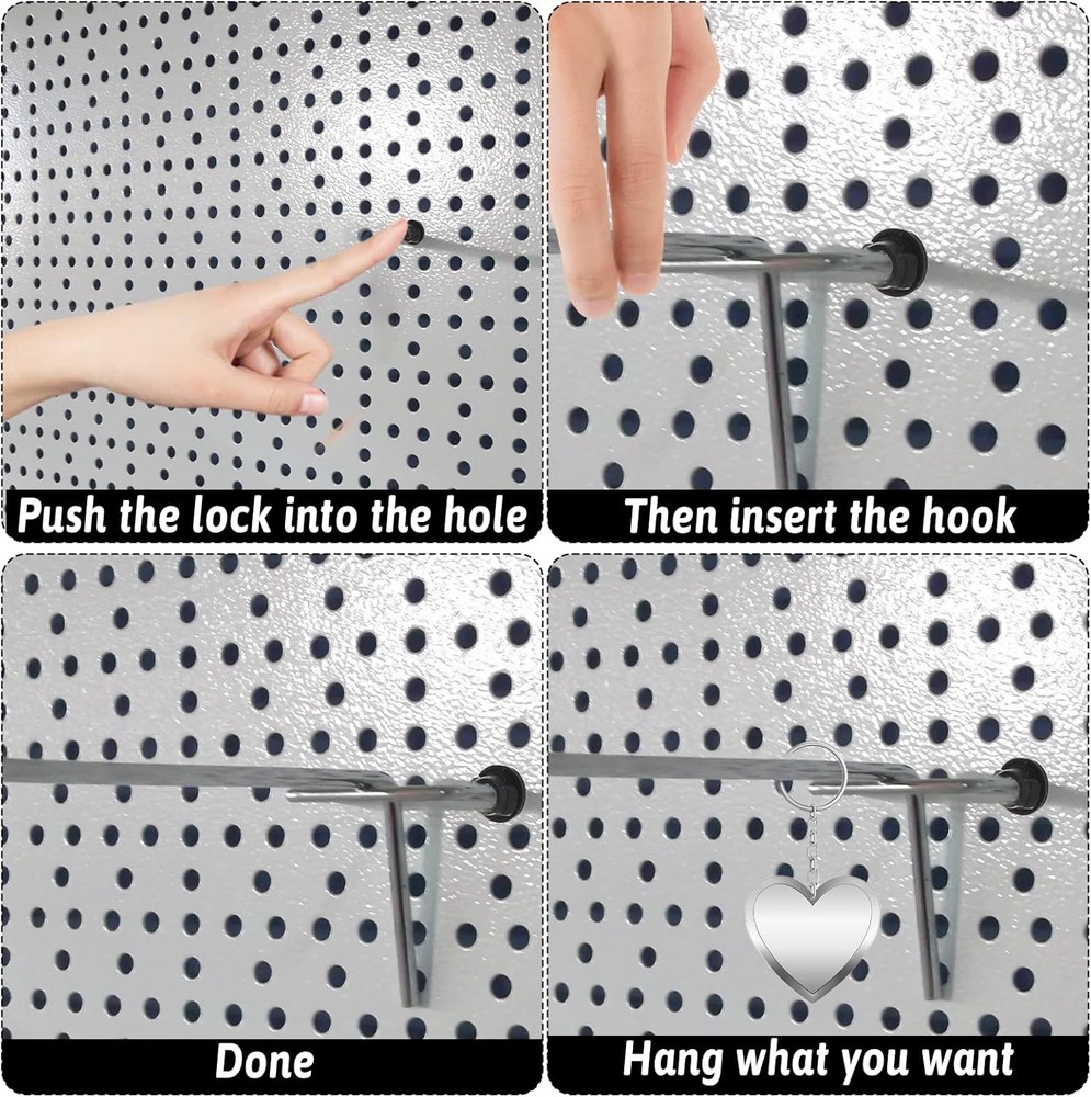 Pegboard Hook Locks, 120PCS Black Pegboard Locks for Stopping Hooks PegHook S...