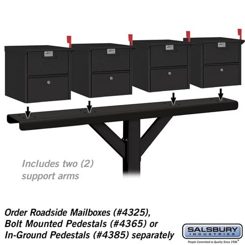 Salsbury Spreader - 4 Wide with 2 Supporting Arms -Roadside Mailboxes-Black