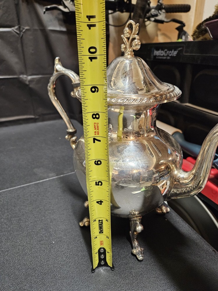 VINTAGE Birmingham Silver Co Silver on Copper Tilting Teapot on Stand w Warmer