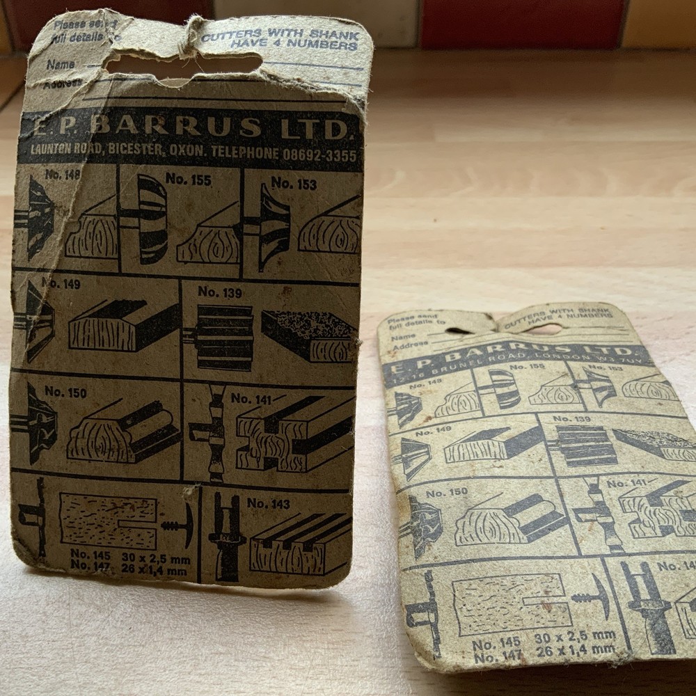 2 X Vintage Barrus Shaper craft Cutters/Drill Bits