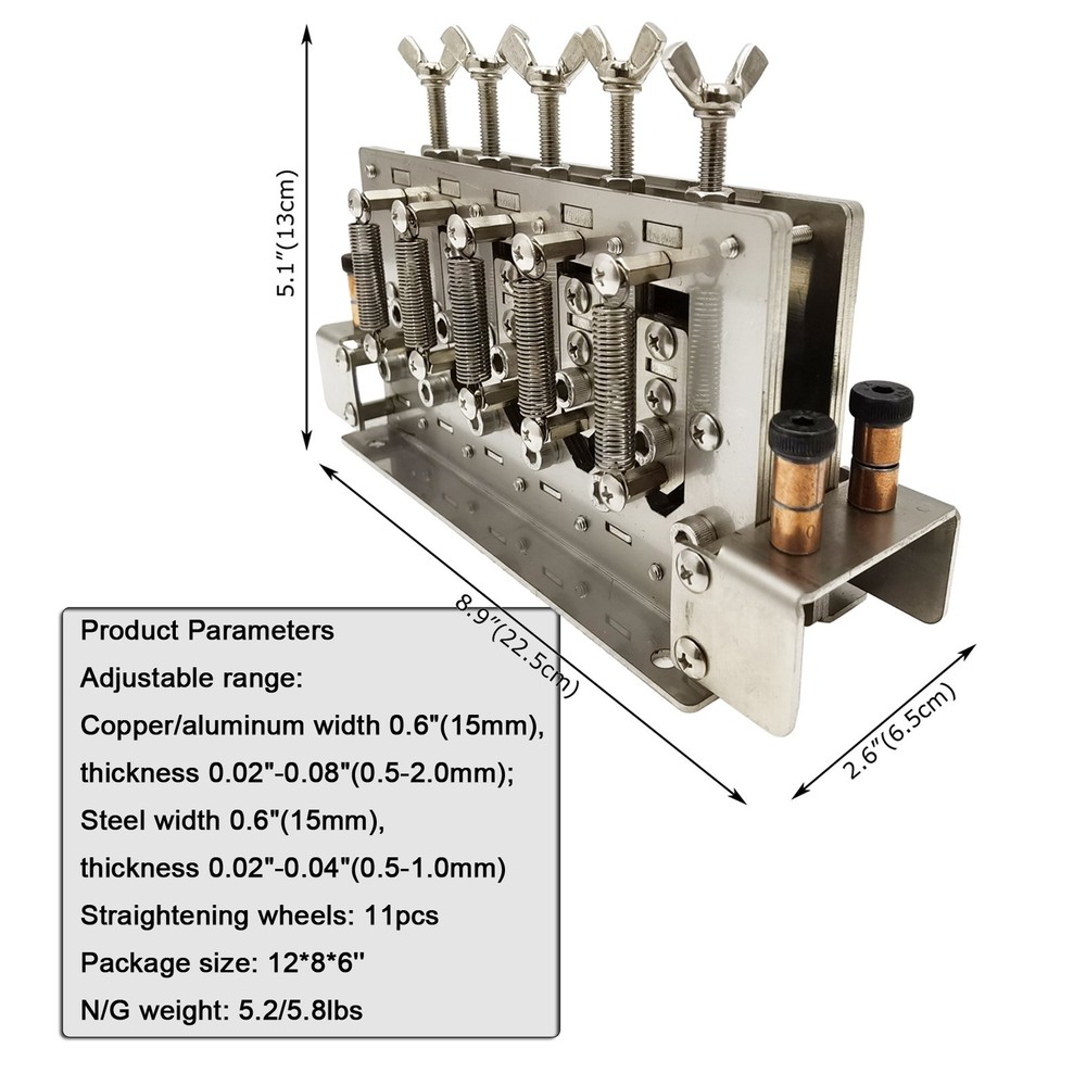 Flat Material Straightening Machine for Copper Aluminum (15mm Width, 11 Wheels)