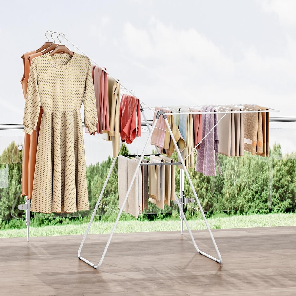 Clothes Drying Rack Foldable Oversized Drying Rack Clothing W/ U-Shaped Foot