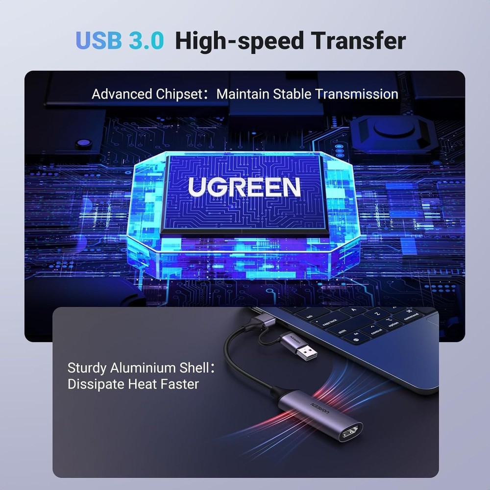 Portable USB C Capture Card for Streaming - Compatible with PS5, Xbox, Switch