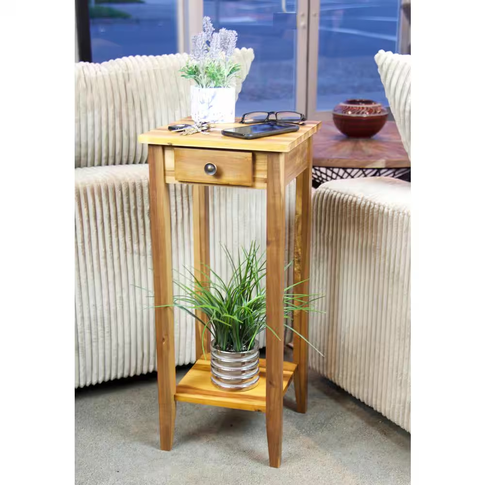 Solid Acacia Wood 27 In. Natural Plant Table