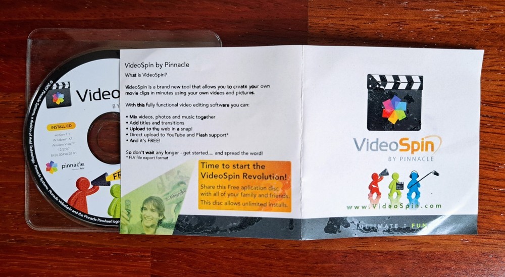 VideoSpin by Pinnacle, Video Editing Software, Version 1.1, 2007, 8 cm Mini CD