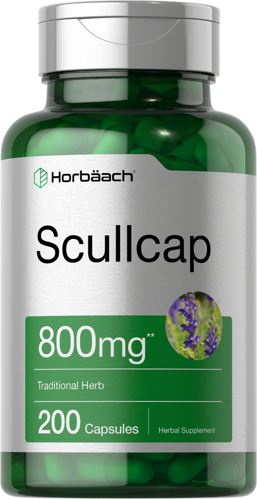 Scullcap 800mg | 200 Capsules | Max Potency, Value Size | by Horbaach