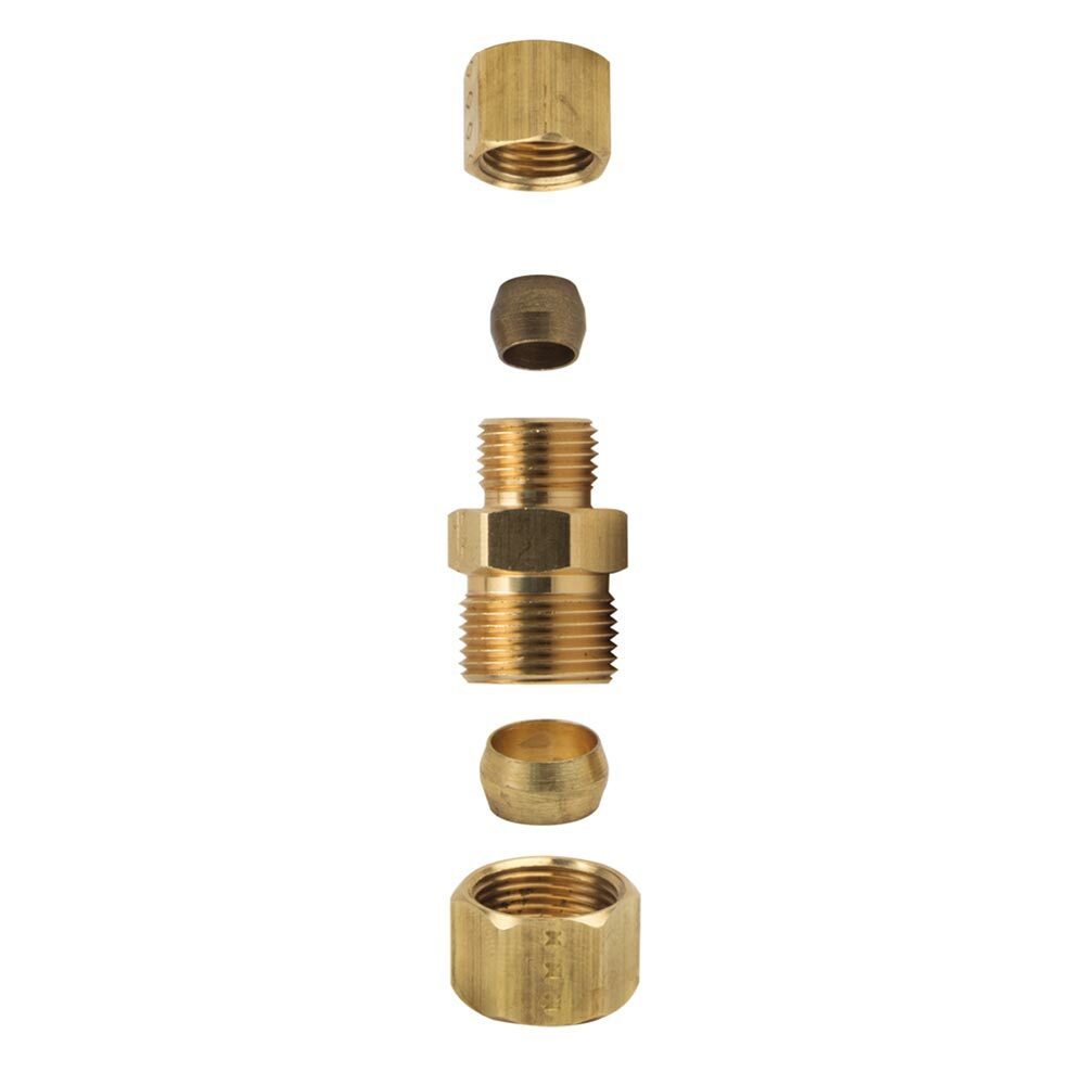 Primex 80823 /8 Inch Comp x 1/4 Inch Comp Brass Compression Union / Coupling