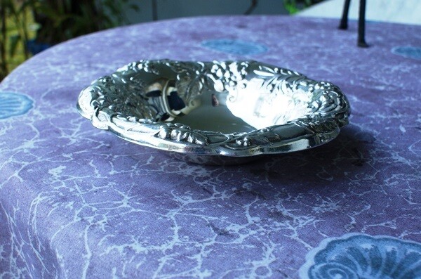 Vintage Silver Grape Vine Candy Bowl 6 1/2 Embossed