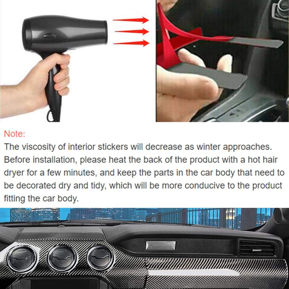 30PCS Carbon Fiber Full Set Interior Decoration Trim Kit For 2015+ Ford Mustang