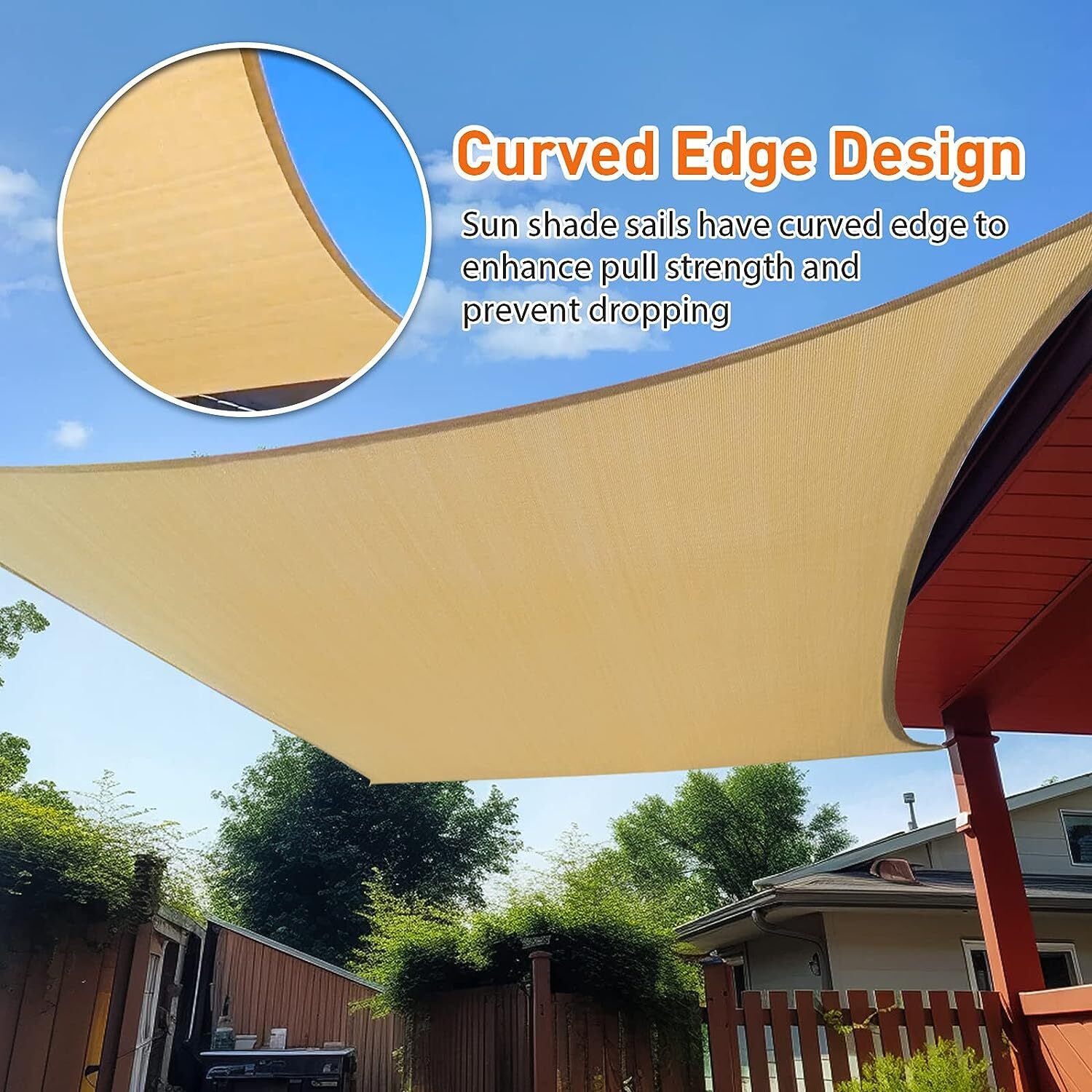 Outdoor Sun Shade Sail Rectangle UV Canopy Sunshade Cover For Garden Pool Yard