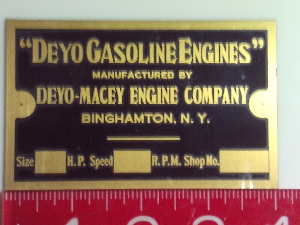 Deyo Engine Reproduction name tag Nameplate