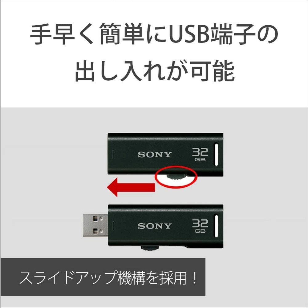 SONY USB memory USB2.0 32GB black USM32GR Pocket Bit Stylish & Compact