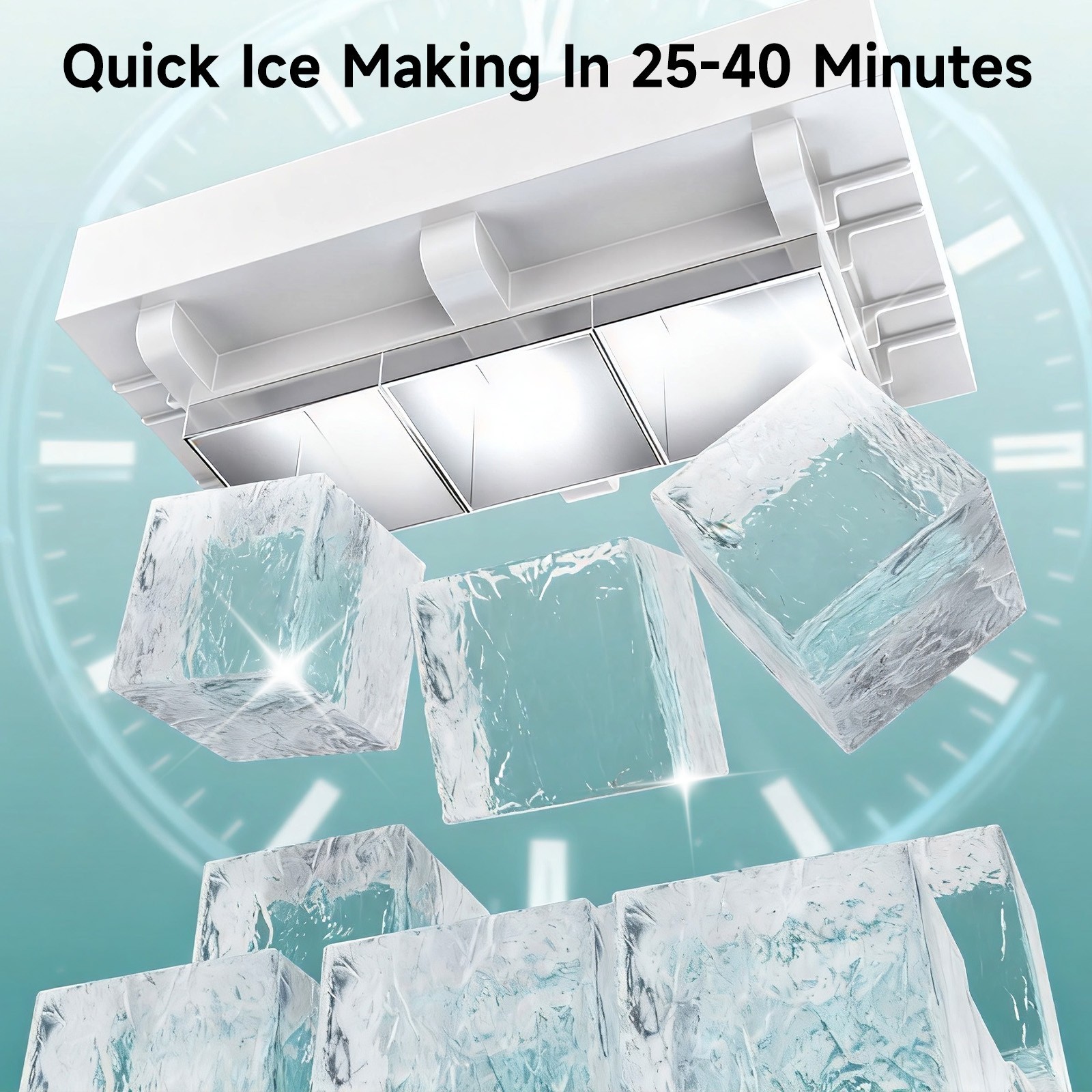 Countertop Ice Maker Clear 3 Cubes Ice Machine 22lbs Daily Output 1.6" Ice Cubes