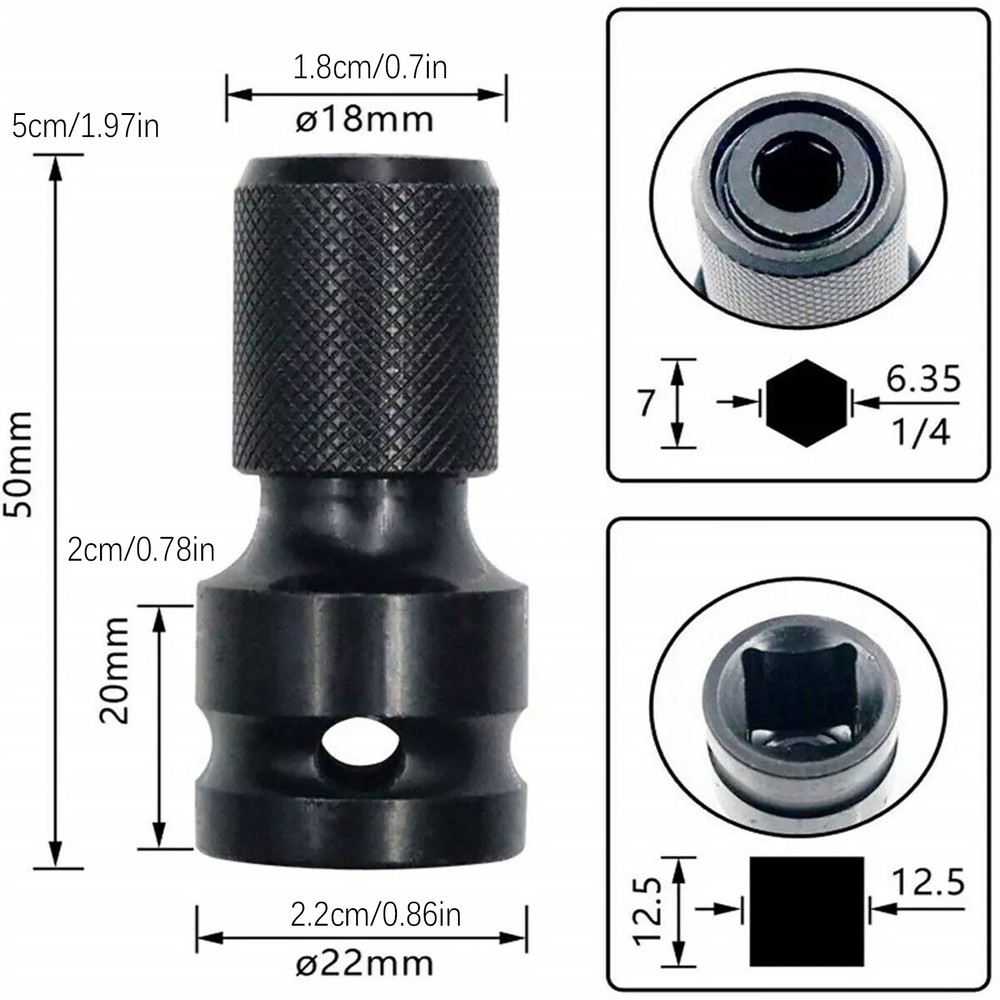 2* Socket Adapter Drill Hex Shank Chuck Change Impact Driver Tool 1/2" To 1/4"