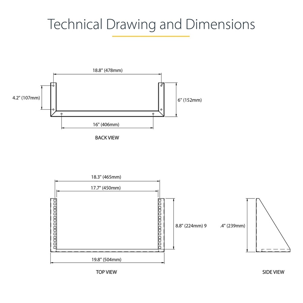 StarTech 5U Vertical 19" Low Profile Wall Mounting Bracket RK519WALLV