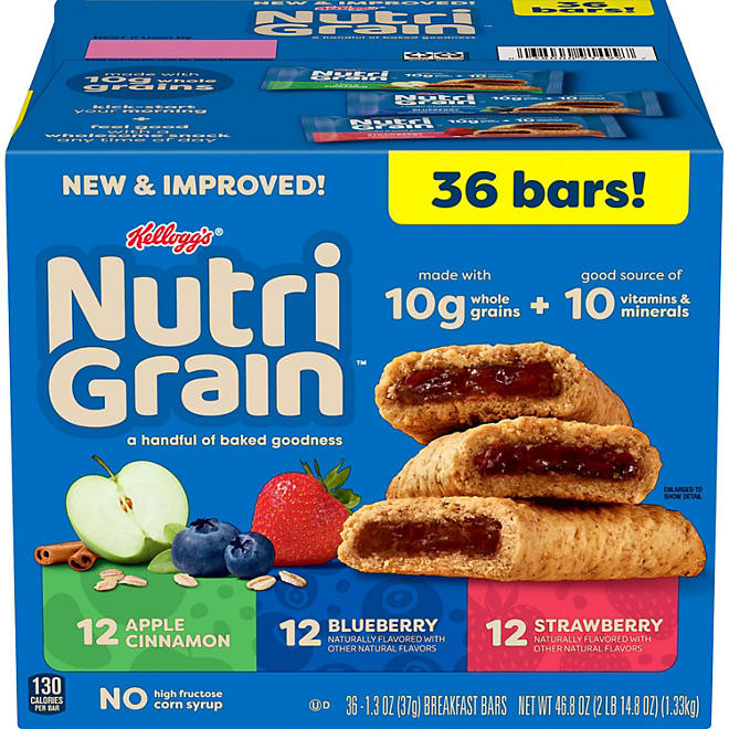 Nutri-Grain Bars Variety Pack, 1.3 oz., 36 Packk, Fresh