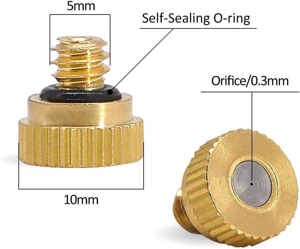 50PCS Brass Misting Nozzles for Efficient Outdoor Cooling – Durable & Easy Setup