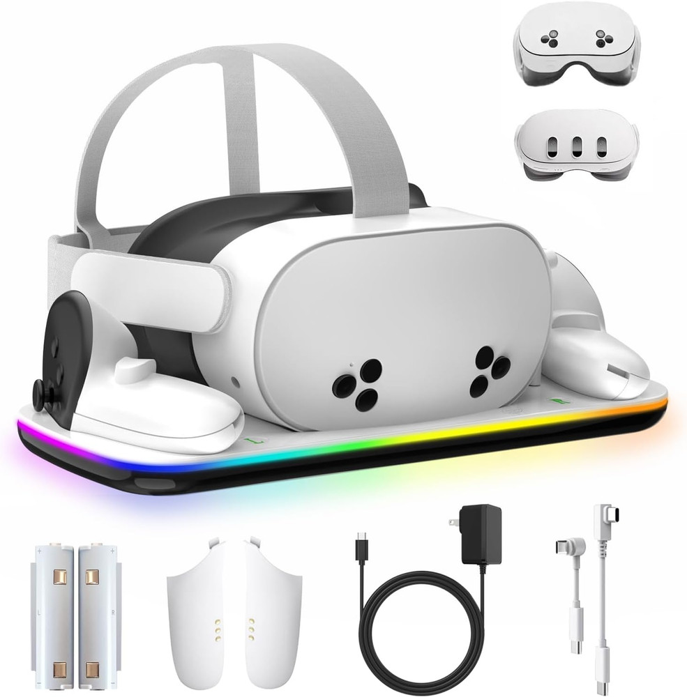 Charging Dock Compatible with Meta Oculus Quest 3/3S, VR Headset Controller Acce