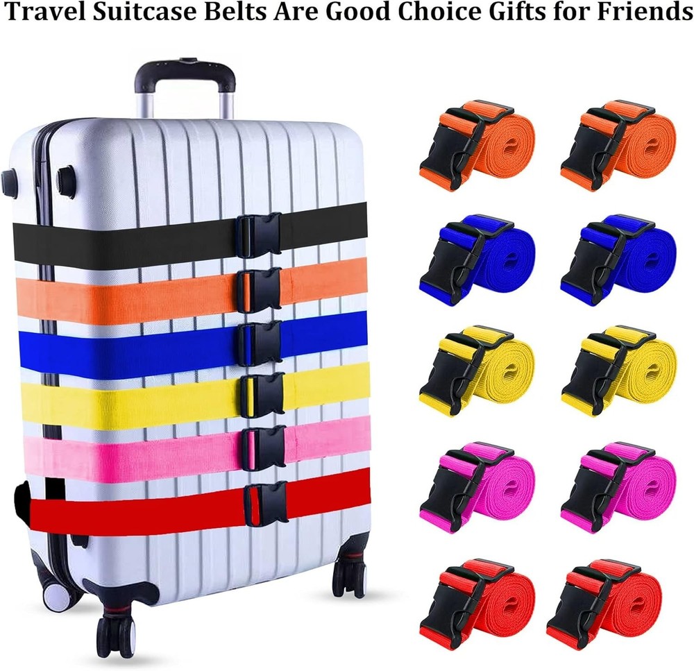 2 Pack Suitcase Straps, Bright Color Adjustable , TSA Approved (Black)
