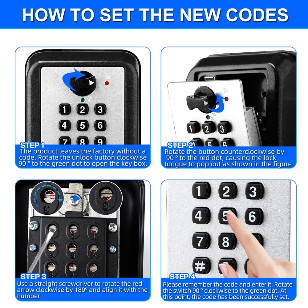 Silver Key Lock Box 12-Digit Code Wall Mount 3.58x2.24x5.28 Inch Alloy
