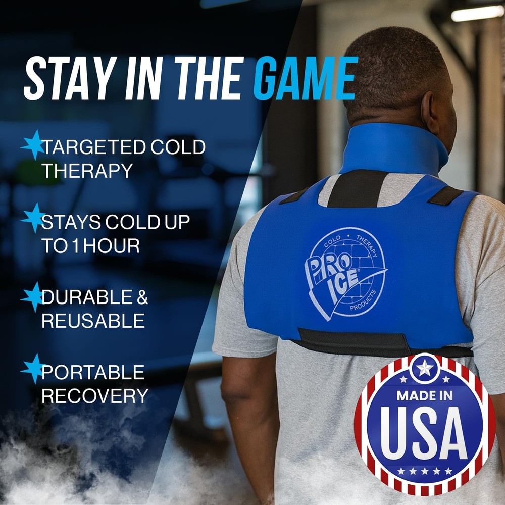 Pro Ice Scapula/Cervical Cold Ice Wrap with Inserts - Adjustable Ice Wrap for...