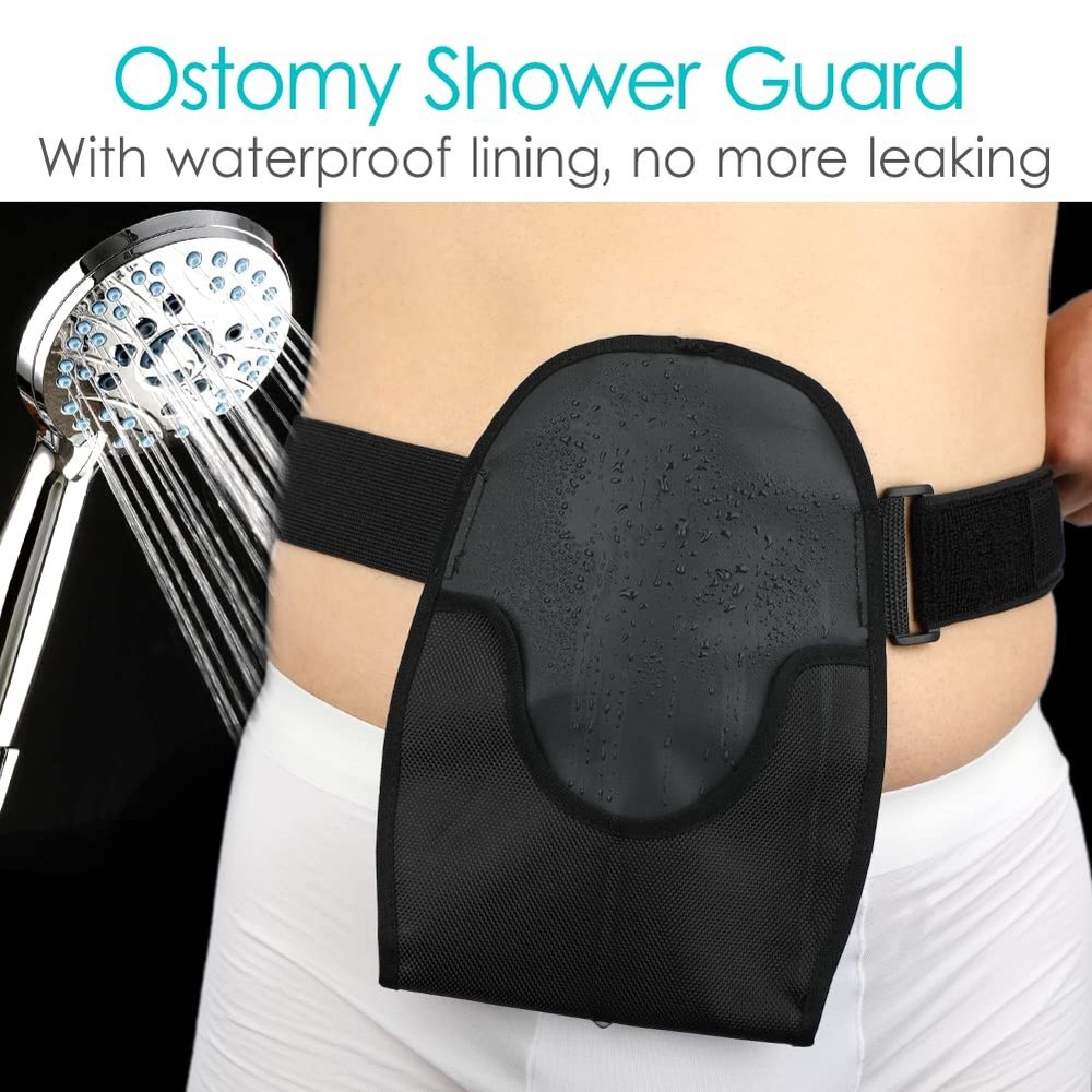 2 Pack Waterproof Ostomy Bag Cover Belt Adjustable 2 Pack, Black-2pack