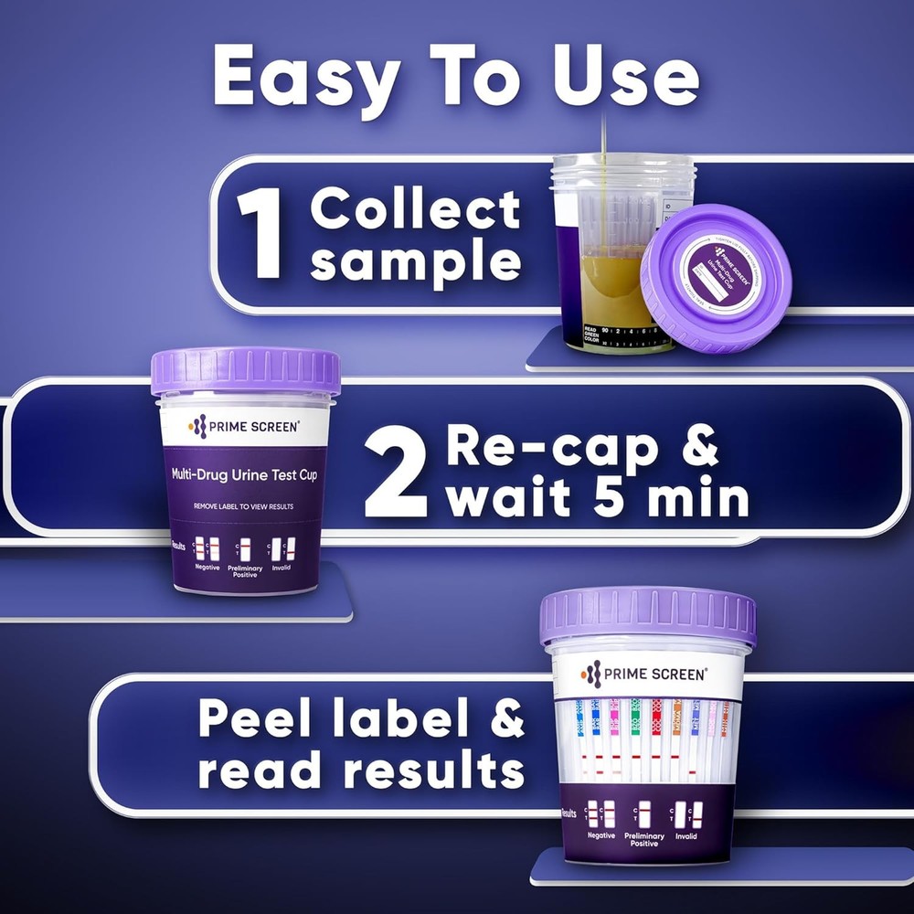 [5 pack] Prime Screen 14 Panel Urine Drug Test Cup - Instant Testing Marijuana (