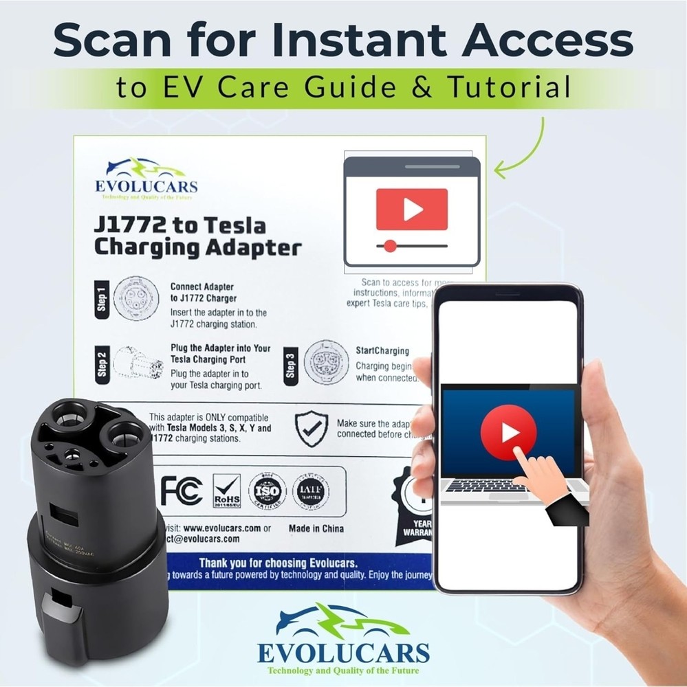 Evolucars Tesla to J1772 Adapter Charging Adapter