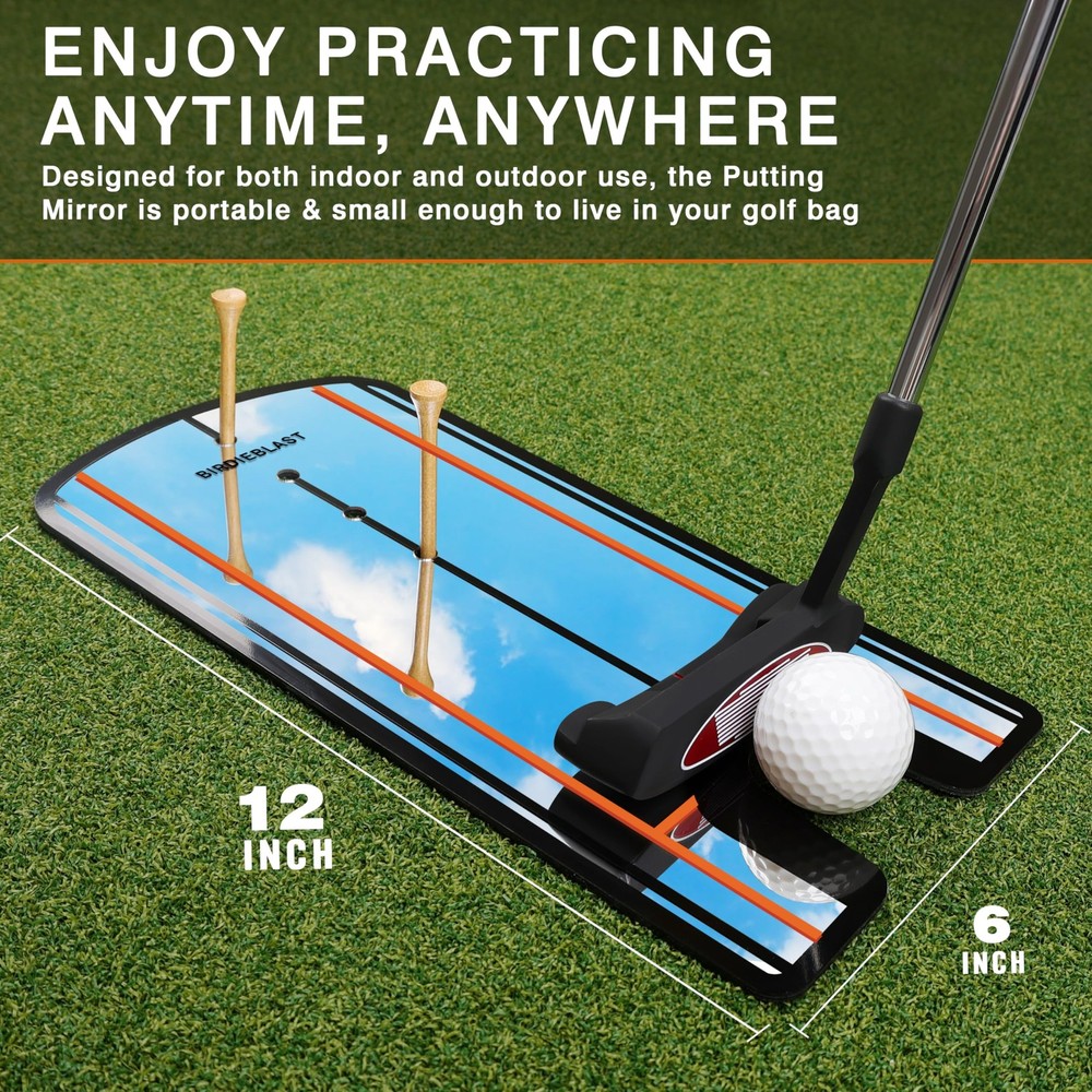 Golf Putting Mirror Training Aid with Putter Line for Practice, Alignment Tool