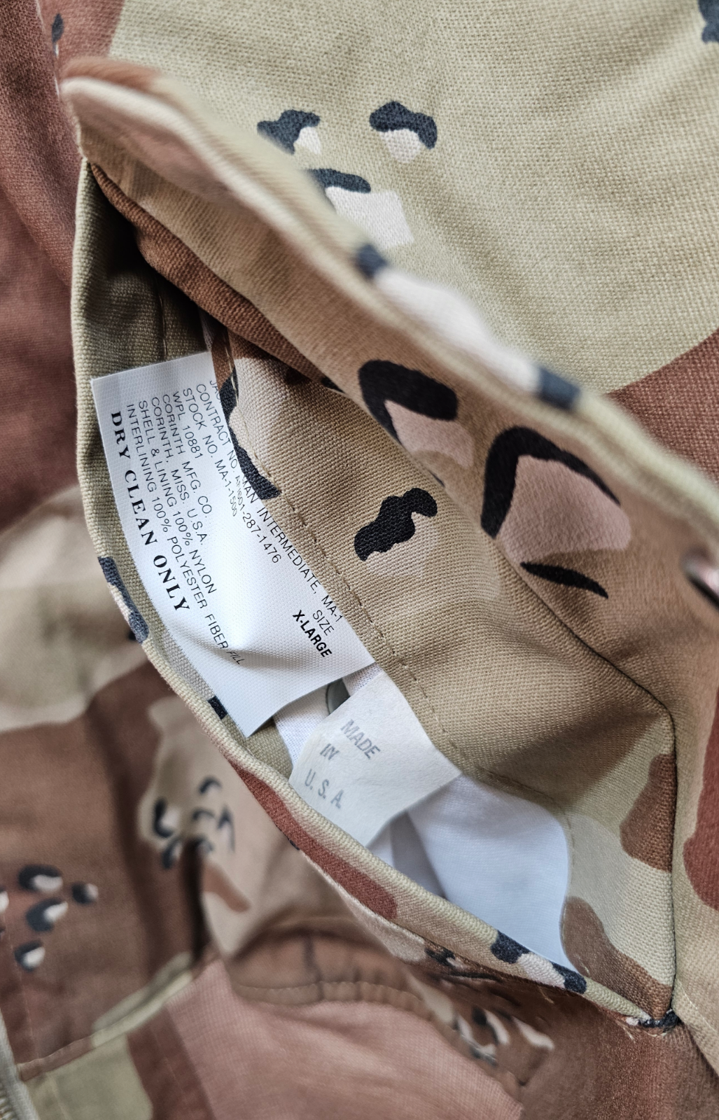 New RARE Corinth 6 Colour Desert Choc Chip Camo MA1 Flight Jacket S M L XL