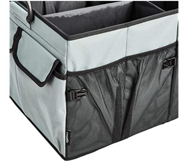 Foldable Boot/Trunk Organizer with Plastic Handles - Grey