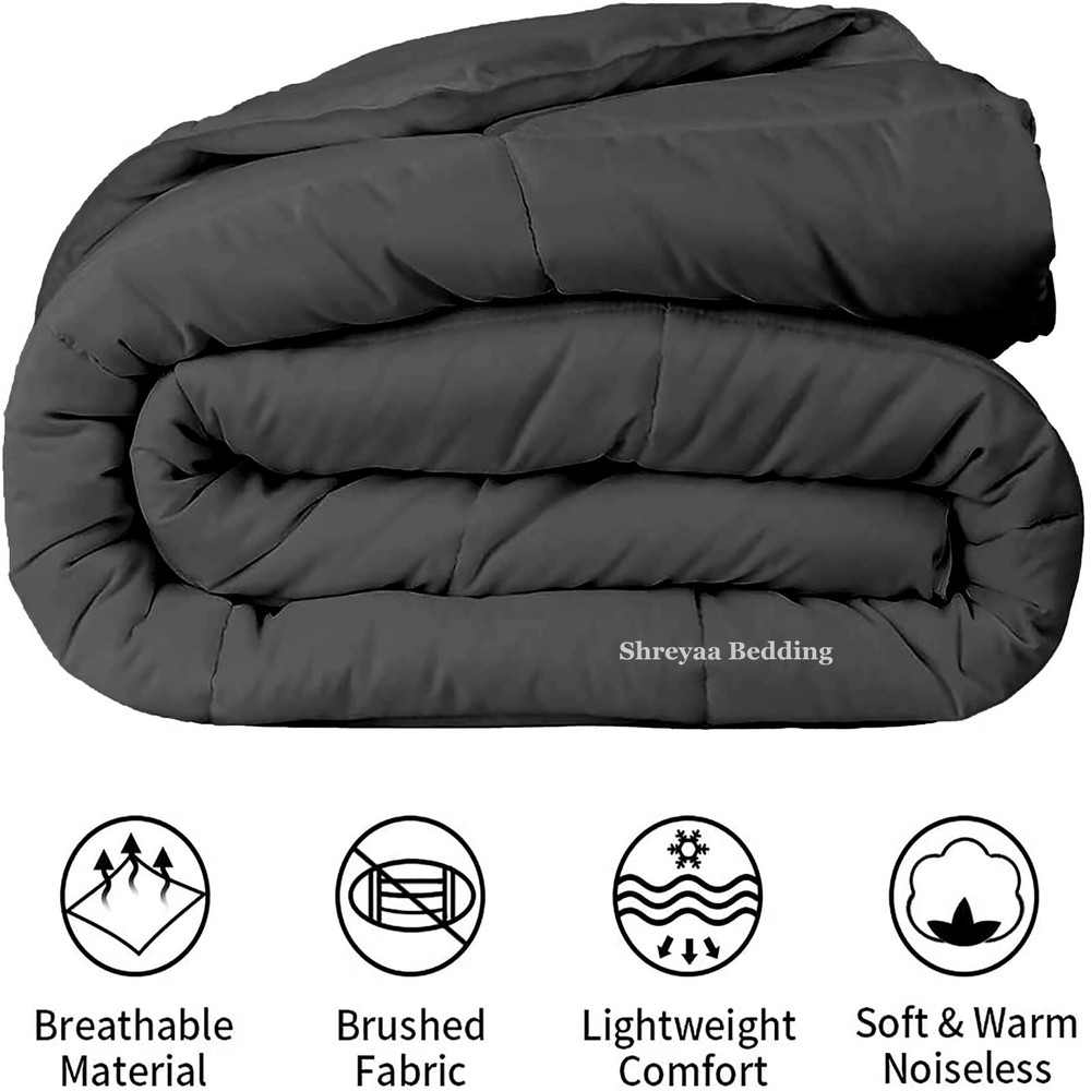 Comfy Gray Solid Down Alternative Comforter Cal King Size Egyptian Cotton