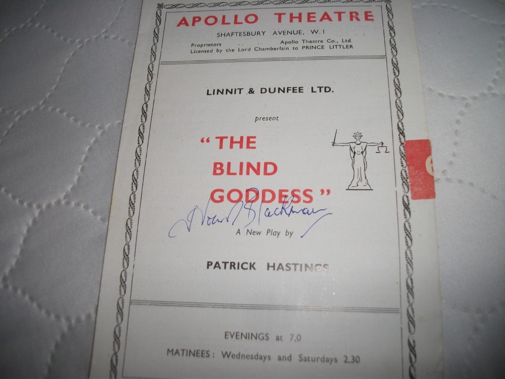 HONOR BLACKMAN     SIGNED  THEATRE PROGRAMME