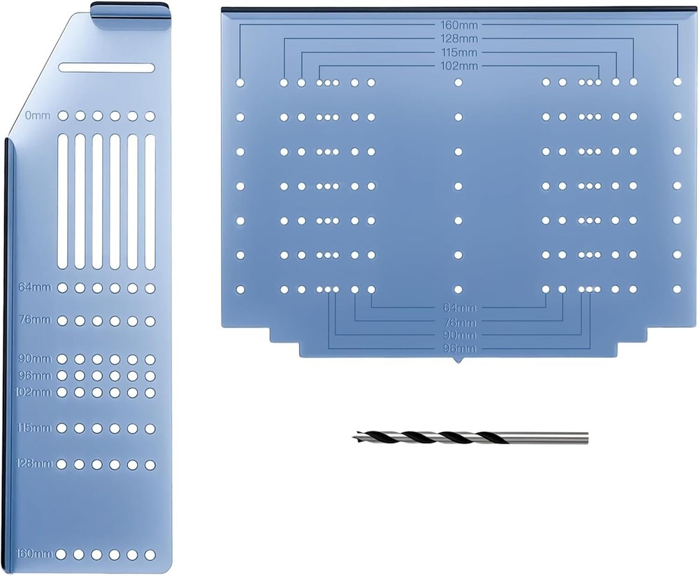 Kitchen Cabinet Pulls Jig Drill Template for Knobs & Handles, Includes Drill Bit