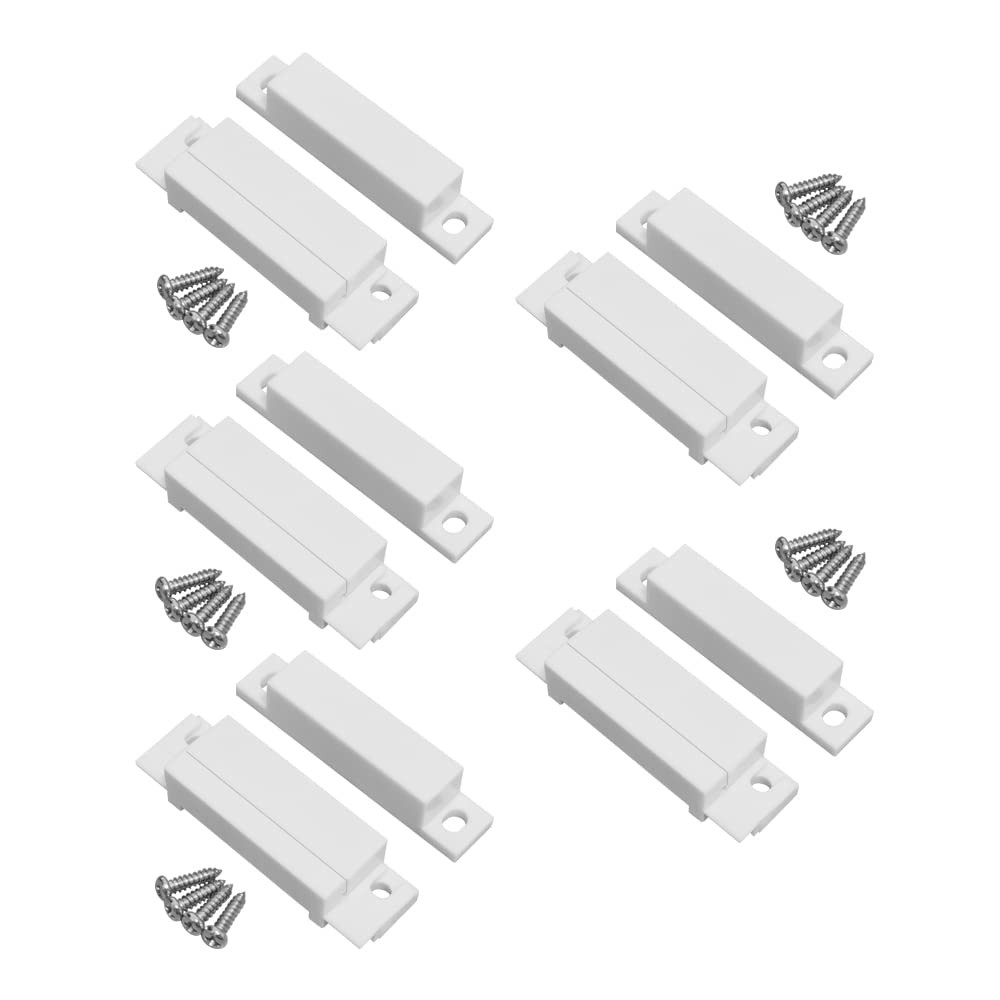 WESUA 5 Pack Surface Mounted NC Magnetic Door Contacts Switch Sensor white