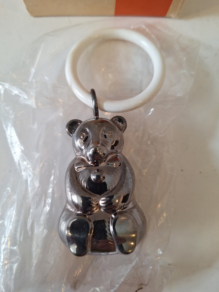 1930's WMF Silver Plate Teddy Bear Baby Rattle Kinderklapper NIB New Old Stock