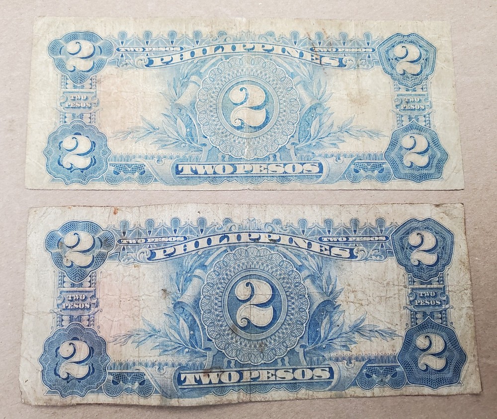 1936 and 1941 Philippines Two Pesos Banknote