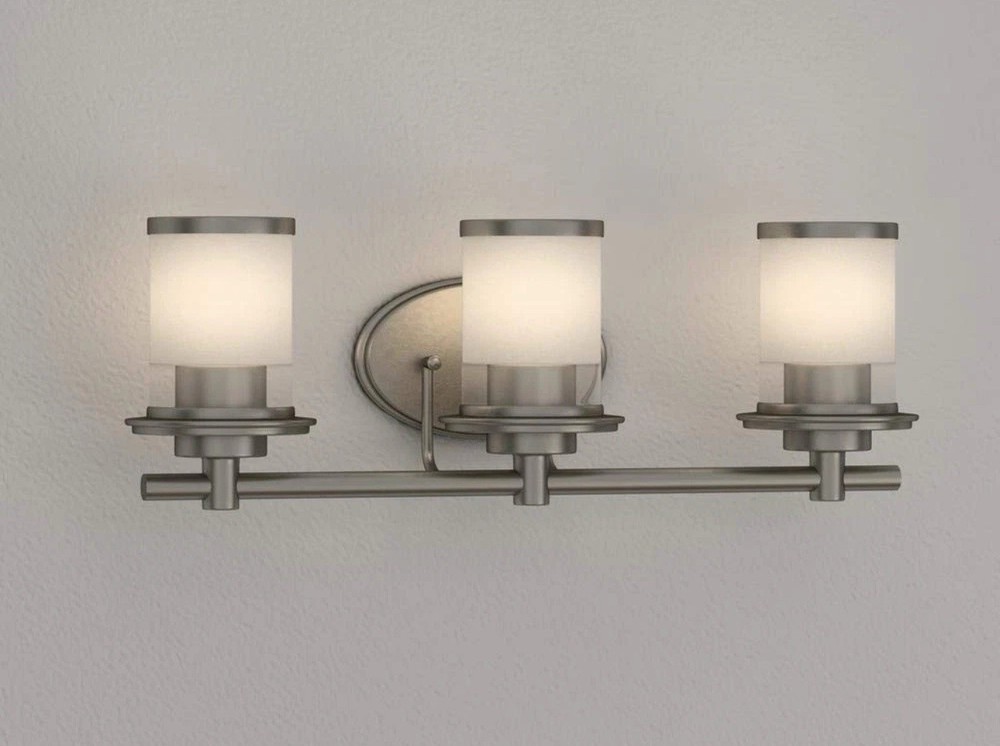 Hampton Bay 3-Light Brushed Nickel Bath Bar Light Truitt