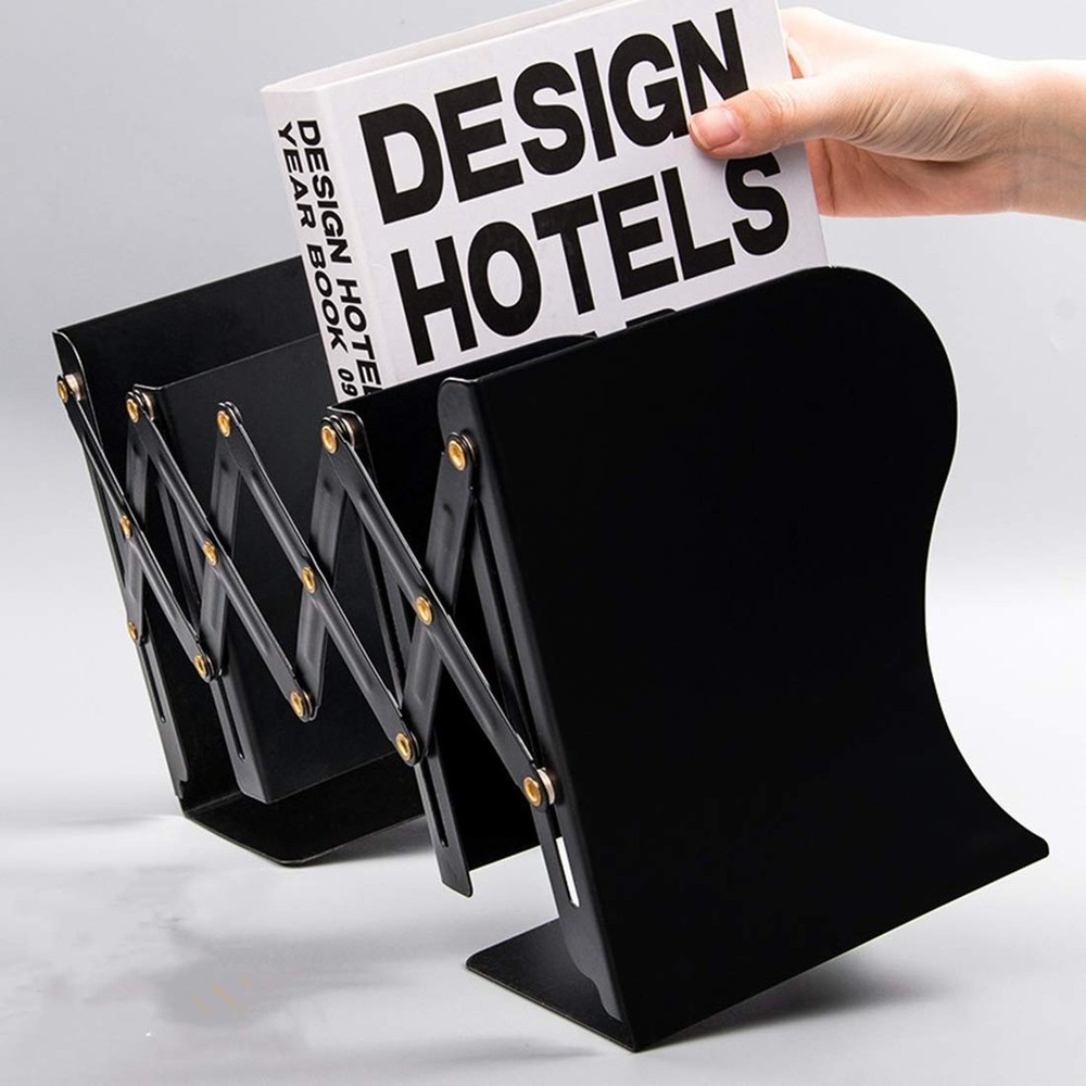 Adjustable Bookend Desktop Bookend Stand Holder Expandable Bookcase White