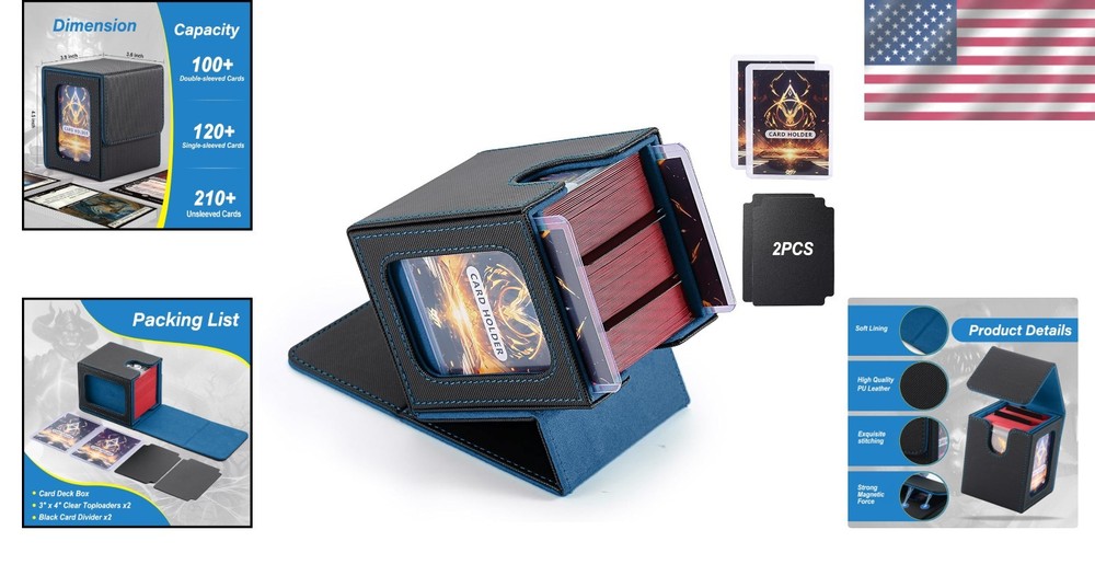 MTG Deck Box, Double Display Window MTG, Commander Deck Box Fits 120+ Single Sle